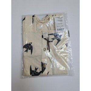 Kate Quinn Modal The Woods Beluga Birds Overall Shortie 2T Baby Romper